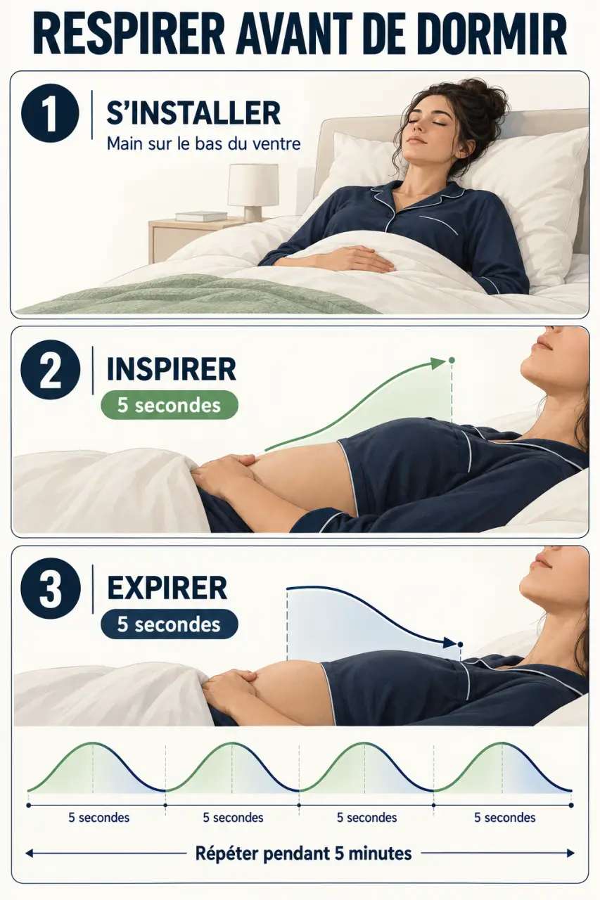 Illustration du protocole de cohérence cardiaque pour dormir avec respiration 5-5