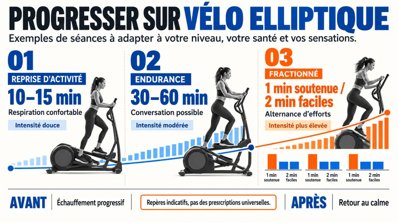 Bienfait elliptique : progression des séances, durée et intensité