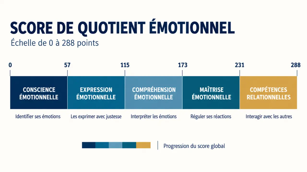 Test émotionnel quotient : visualisation des paliers de score et des compétences émotionnelles