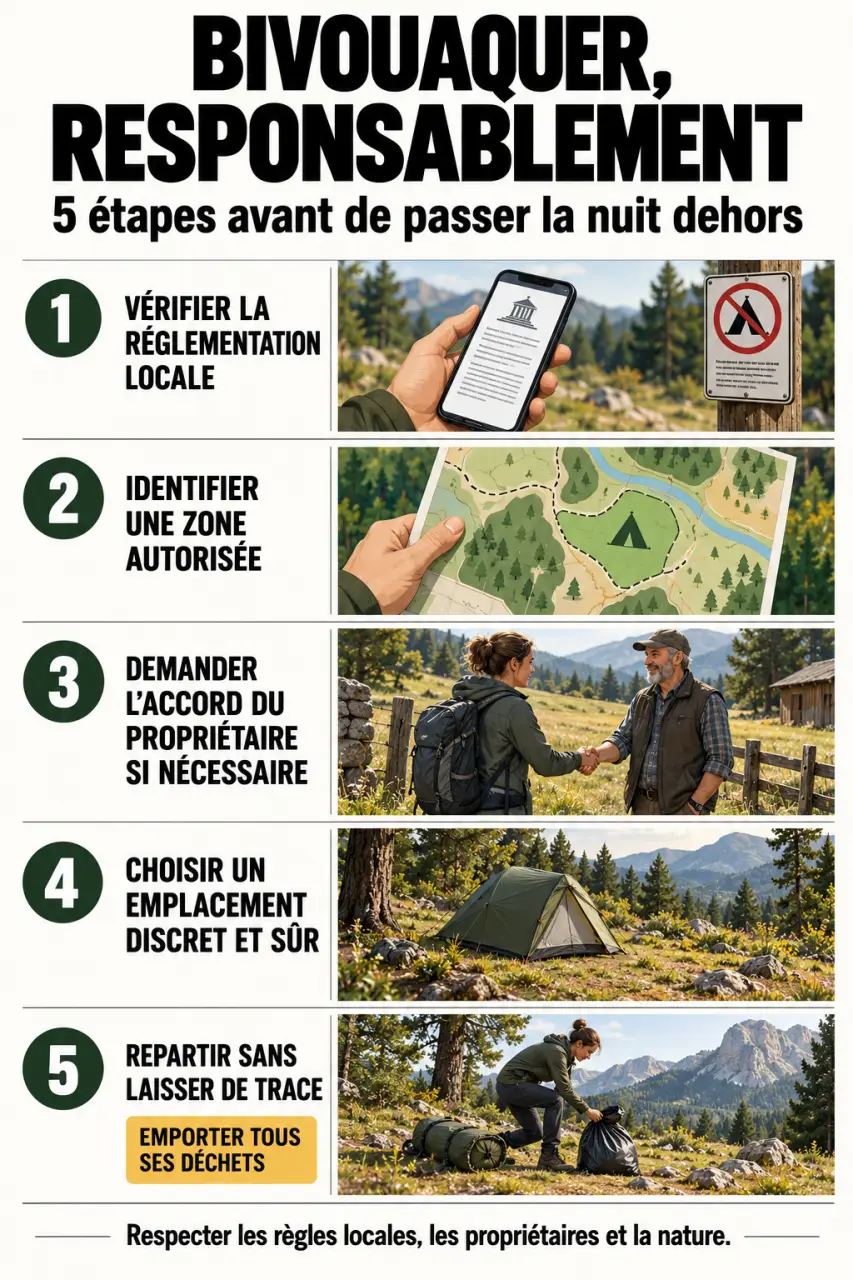 Camping sauvage en Europe : étapes pour organiser un bivouac légal et responsable