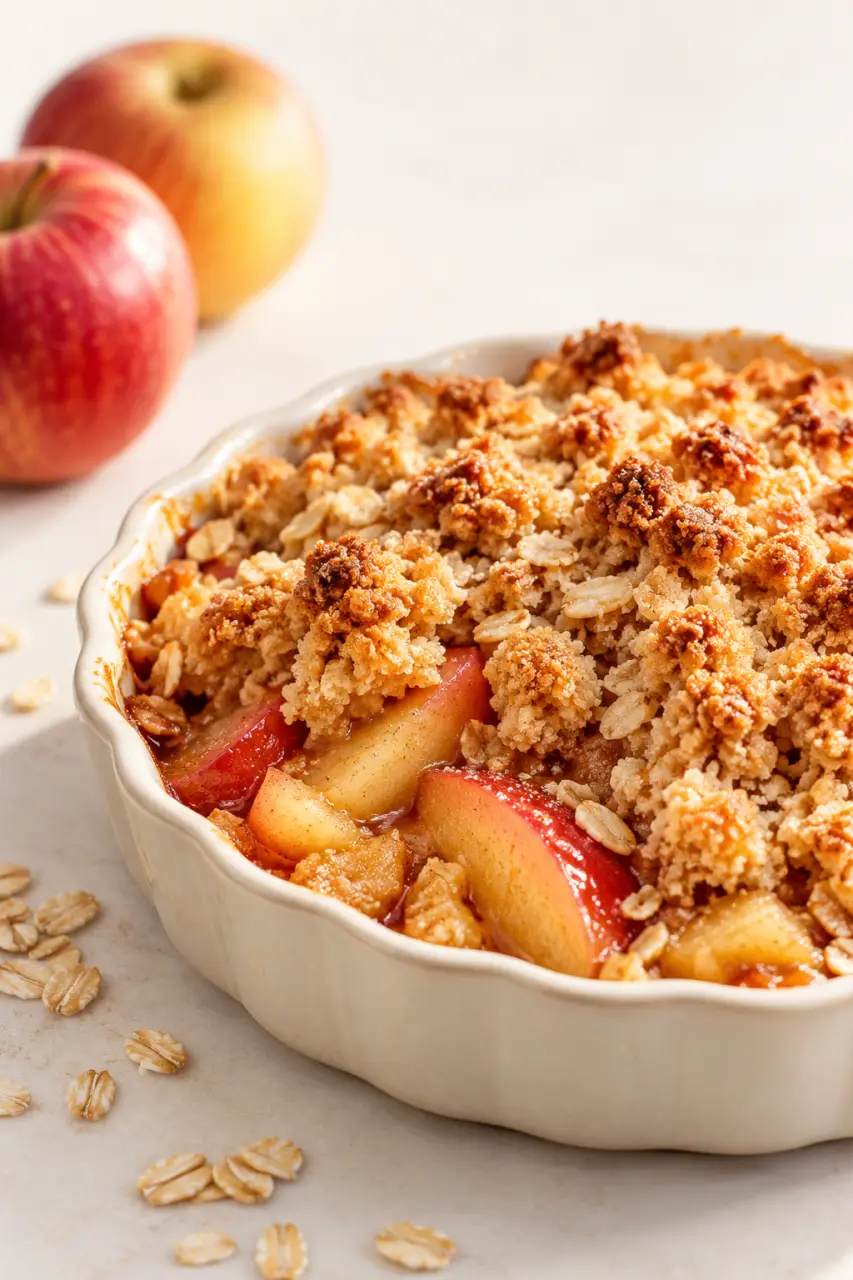 Dessert régime : crumble léger aux pommes et flocons d’avoine