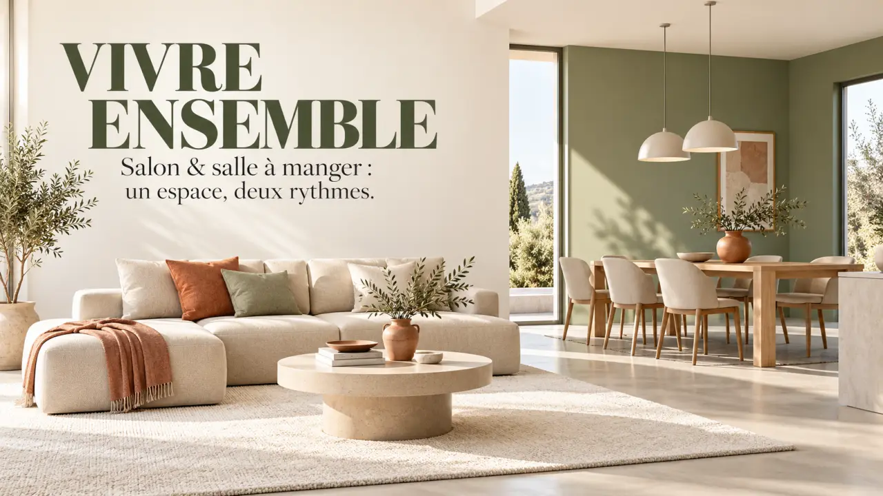 Couleur pour salle à manger et salon avec palette beige, vert sauge et terracotta
